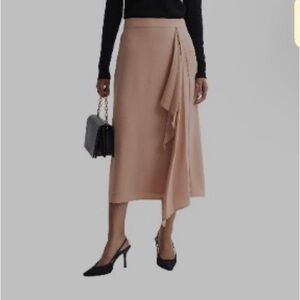 Reiss High Rise Ruffle Dusty Pink/ Midi Skirt